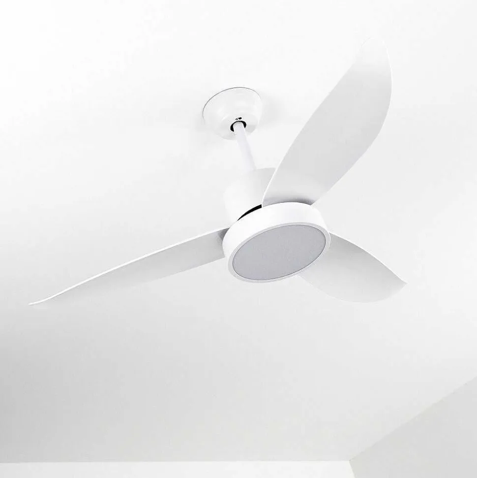 Ventilateur De Plafond Doha Led Blanc, 1 Lumiere, Telecommandes