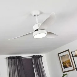 Ventilateur De Plafond Doha Led Blanc, 1 Lumiere, Telecommandes