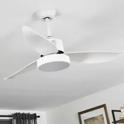Ventilateur De Plafond Doha Led Blanc, 1 Lumiere, Telecommandes