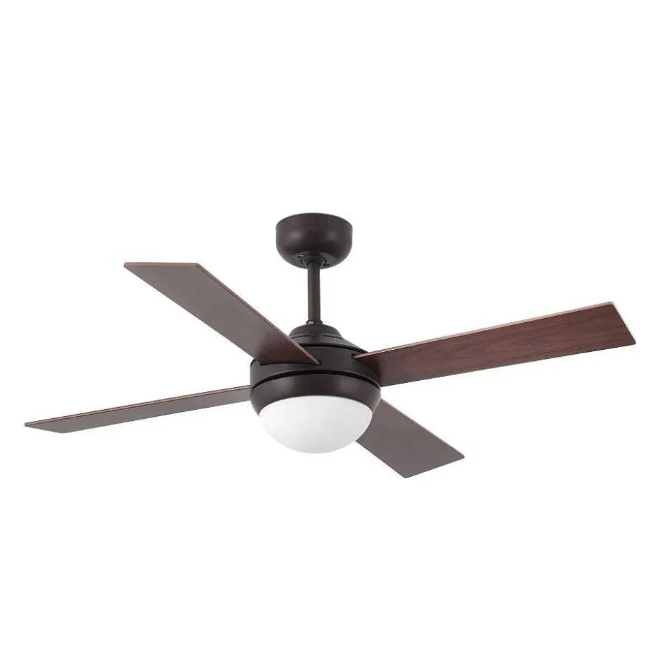 Ventilateur De Plafond Faro Barcelona Mini Icaria Rouille, 2 Lumieres