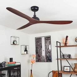 Ventilateur De Plafond Follseland Brun, Couleur Bois, Noir, Telecommandes