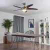 Ventilateur De Plafond Imon Bois Fonce, Nickel Mat, 1 Lumiere, Telecommandes