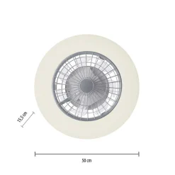 Ventilateur De Plafond Leuchten-Direkt Patrick Led Argente, 1 Lumiere, Telecommandes, Changeur De Couleurs