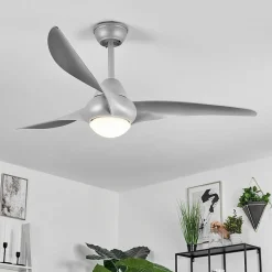 Ventilateur De Plafond Malloa Led Titane, 1 Lumiere, Telecommandes
