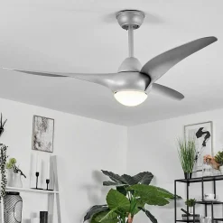Ventilateur De Plafond Malloa Led Titane, 1 Lumiere, Telecommandes