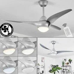 Ventilateur De Plafond Malloa Led Titane, 1 Lumiere, Telecommandes