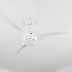 Ventilateur De Plafond Malloa Led Blanc, 1 Lumiere, Telecommandes