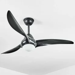 Ventilateur De Plafond Malloa Led Noir, 1 Lumiere, Telecommandes