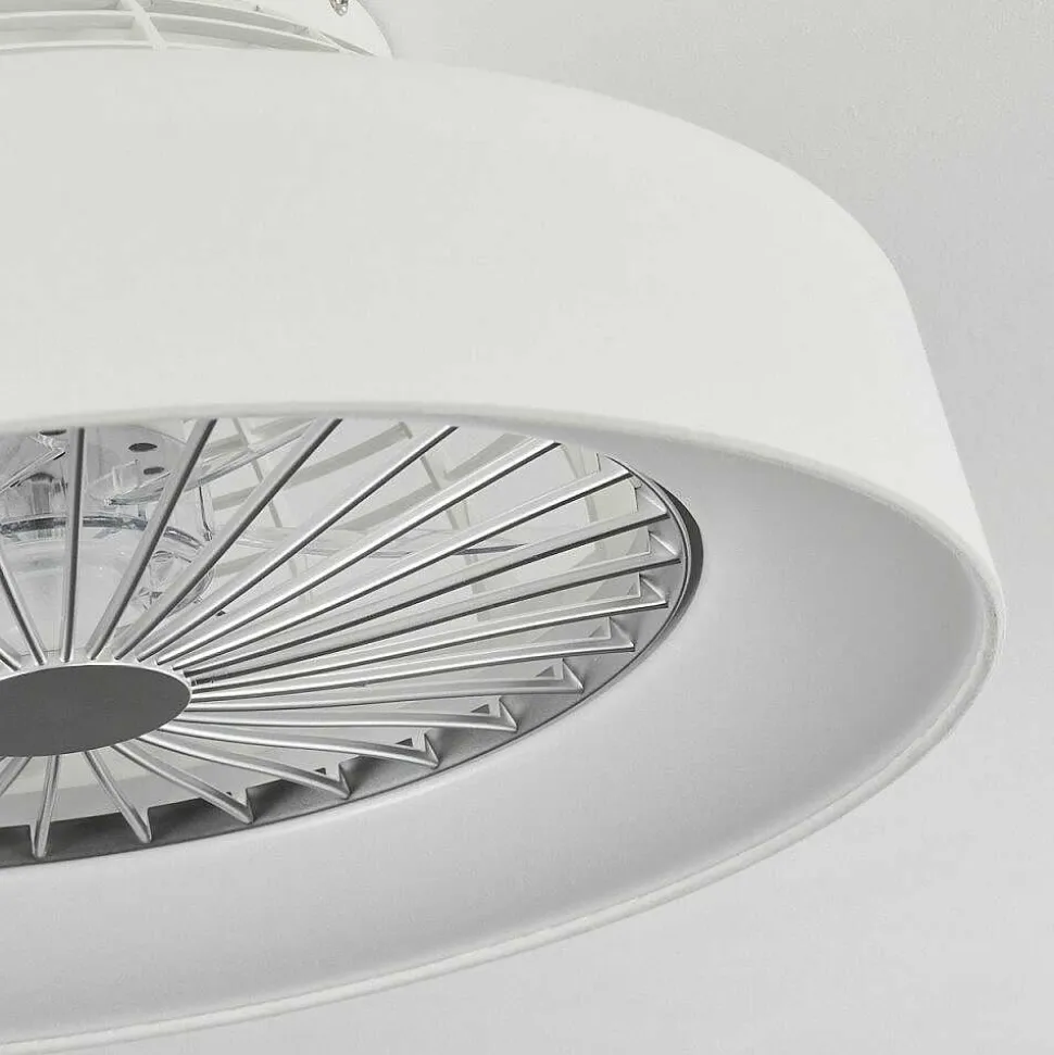Ventilateur De Plafond Moli Led Blanc, 1 Lumiere, Telecommandes