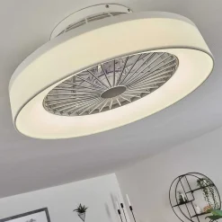 Ventilateur De Plafond Moli Led Blanc, 1 Lumiere, Telecommandes