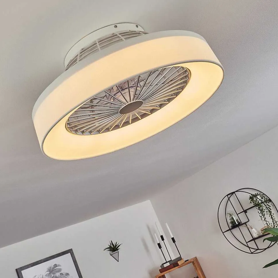 Ventilateur De Plafond Moli Led Blanc, 1 Lumiere, Telecommandes