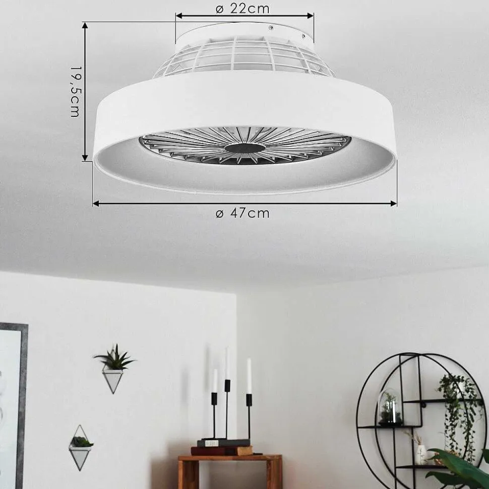 Ventilateur De Plafond Moli Led Blanc, 1 Lumiere, Telecommandes