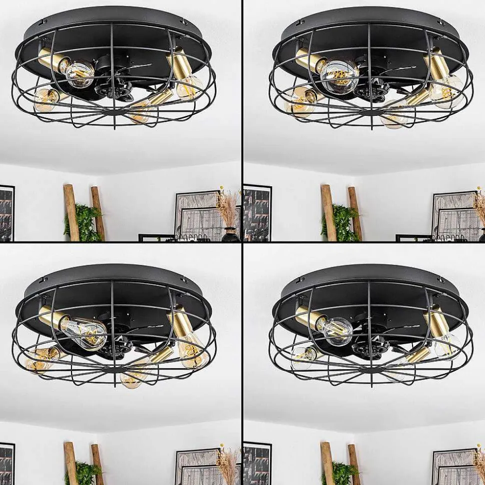 Ventilateur De Plafond Moscavide Laiton, Noir, 4 Lumieres, Telecommandes