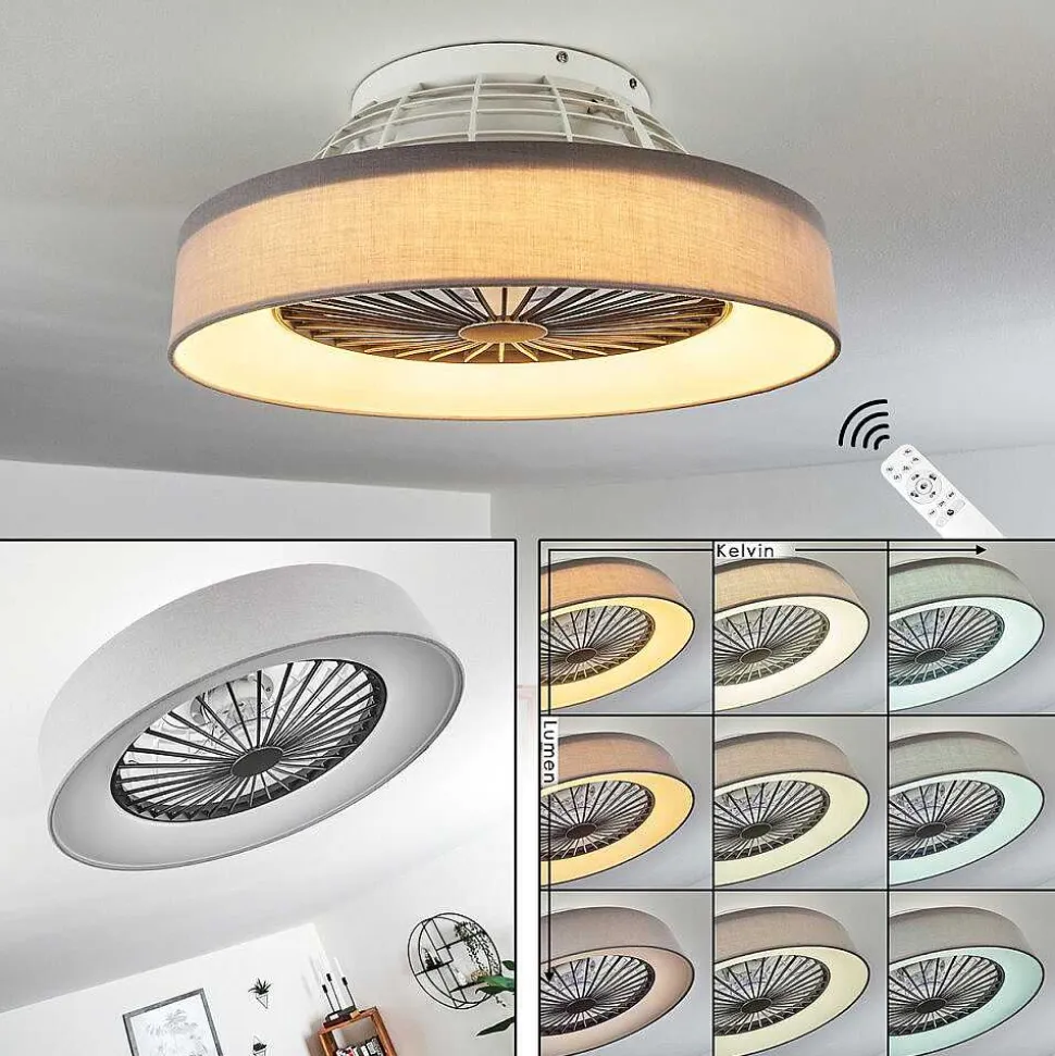 Ventilateur De Plafond Moli Led Gris, Blanc, 1 Lumiere, Telecommandes