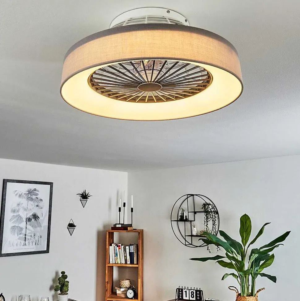 Ventilateur De Plafond Moli Led Gris, Blanc, 1 Lumiere, Telecommandes