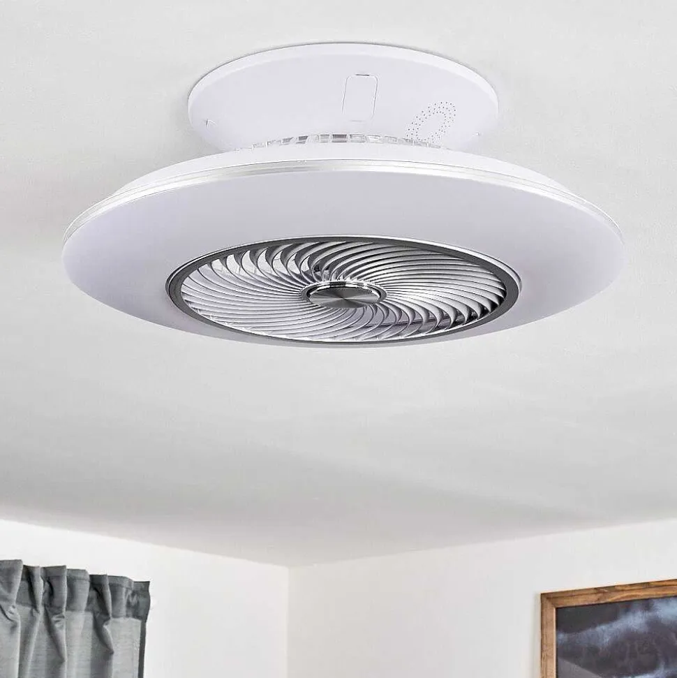 Ventilateur De Plafond Nagoya Led Blanc, 1 Lumiere, Telecommandes