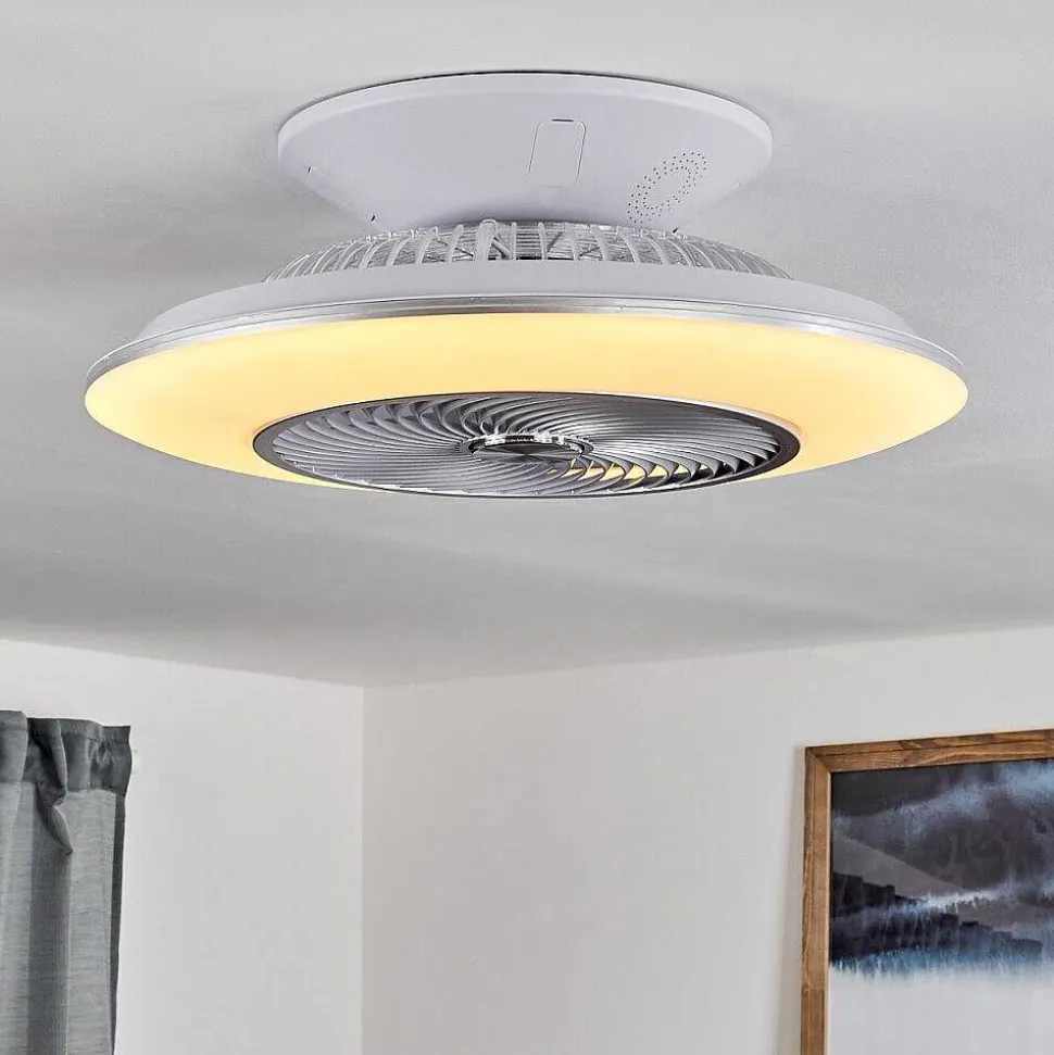 Ventilateur De Plafond Nagoya Led Blanc, 1 Lumiere, Telecommandes