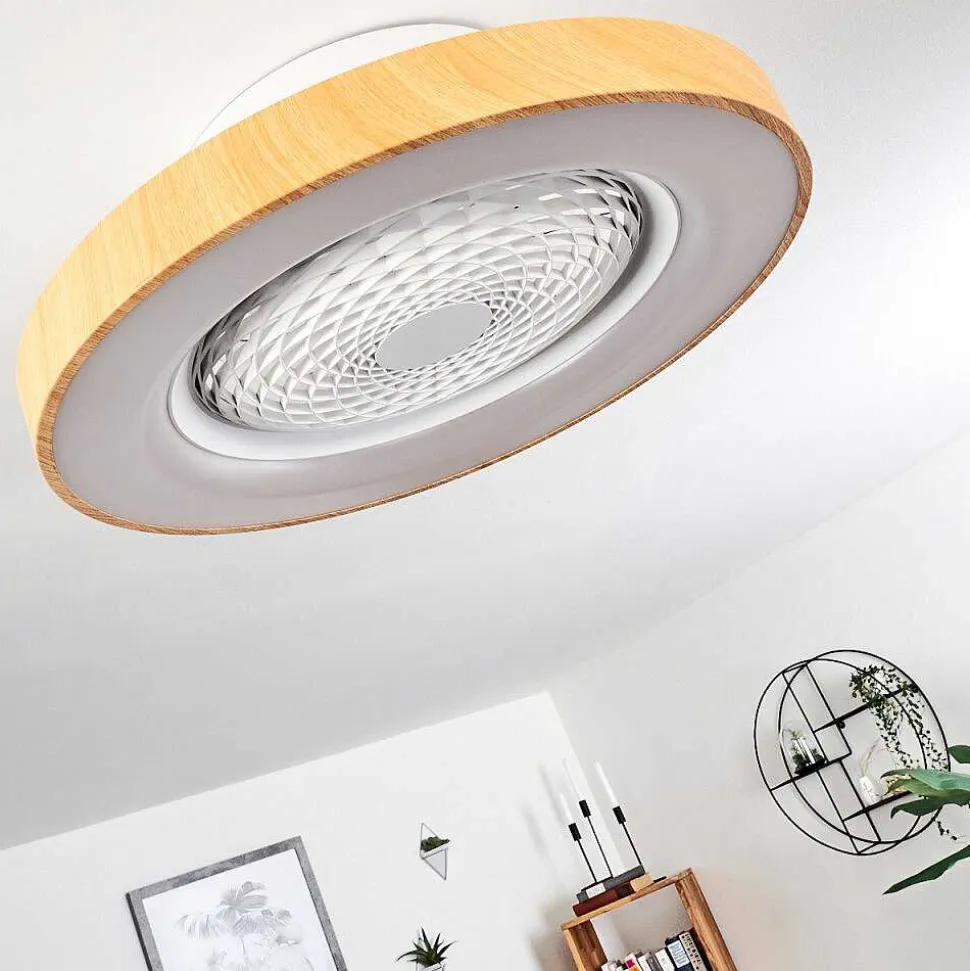 Ventilateur De Plafond Penon Led Blanc, 1 Lumiere, Telecommandes
