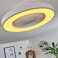 Ventilateur De Plafond Penon Led Blanc, 1 Lumiere, Telecommandes