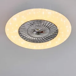 Ventilateur De Plafond Petrovac Led Chrome, Blanc, 1 Lumiere, Telecommandes
