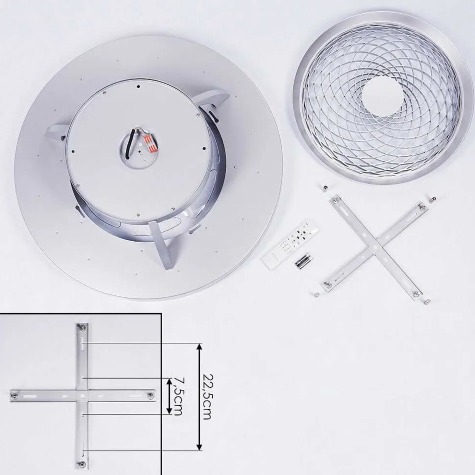 Ventilateur De Plafond Penon Led Argente, 1 Lumiere, Telecommandes