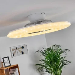 Ventilateur De Plafond Petrovac Led Chrome, Blanc, 1 Lumiere, Telecommandes