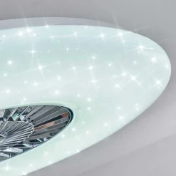 Ventilateur De Plafond Petrovac Led Chrome, Blanc, 1 Lumiere, Telecommandes