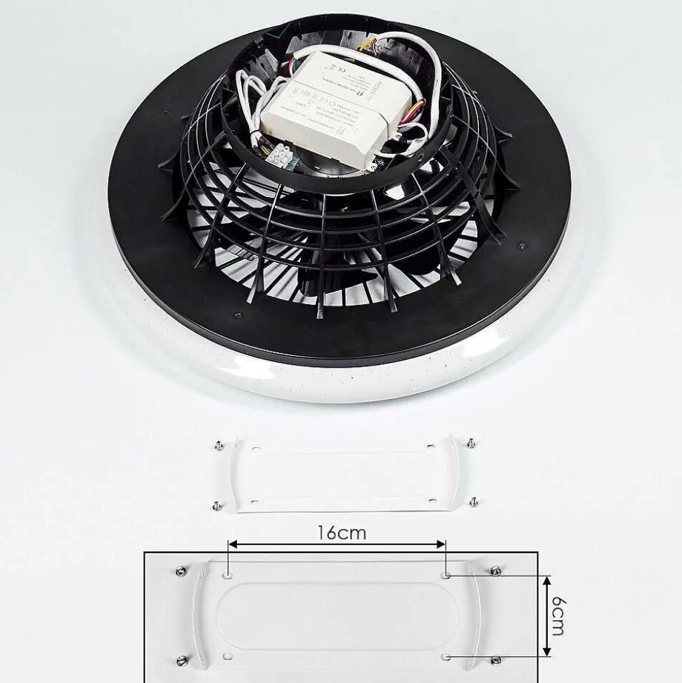 Ventilateur De Plafond Piraeus Led Noir, 1 Lumiere, Telecommandes