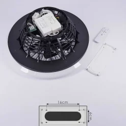 Ventilateur De Plafond Pireaus Led Noir, 1 Lumiere, Telecommandes, Changeur De Couleurs