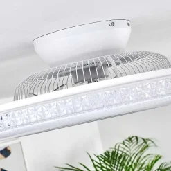 Ventilateur De Plafond Piacenza Led Chrome, Blanc, 1 Lumiere, Telecommandes