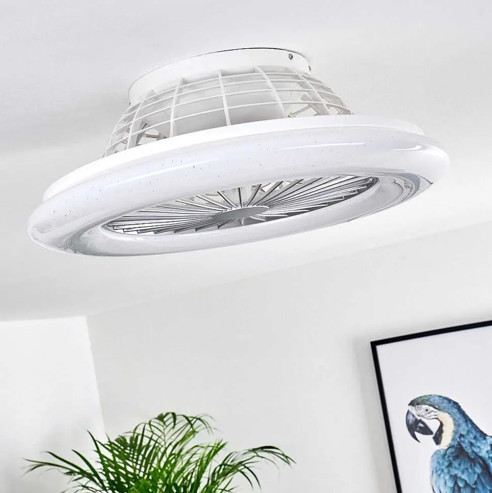 Ventilateur De Plafond Piraeus Led Titane, Blanc, 1 Lumiere, Telecommandes