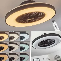 Ventilateur De Plafond Qualiano Led Noir, Blanc, 1 Lumiere, Telecommandes