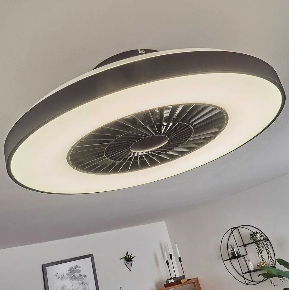 Ventilateur De Plafond Qualiano Led Noir, Blanc, 1 Lumiere, Telecommandes