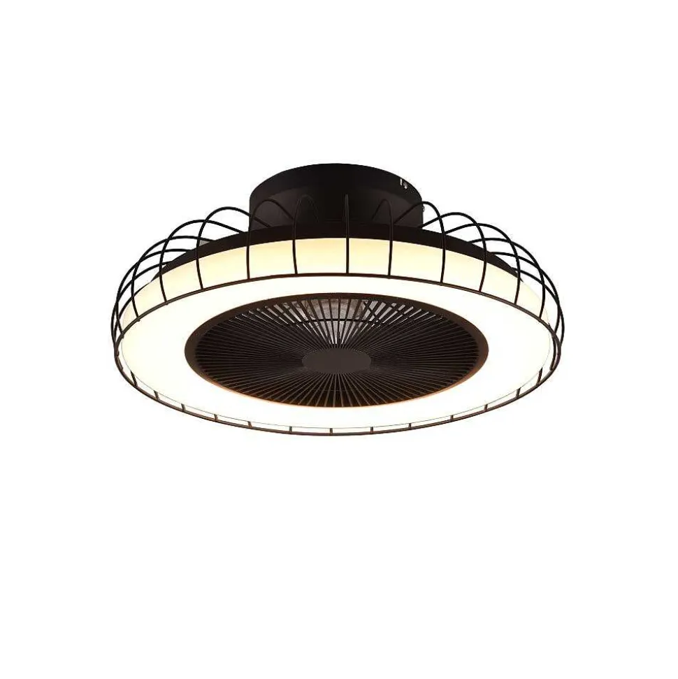 Ventilateur De Plafond Reality Sandfjord Led Noir, 1 Lumiere, Telecommandes