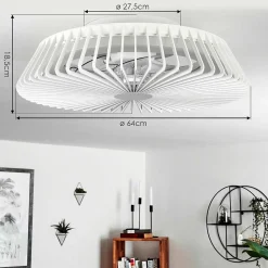 Ventilateur De Plafond Rivarotta Led Blanc, 1 Lumiere, Telecommandes