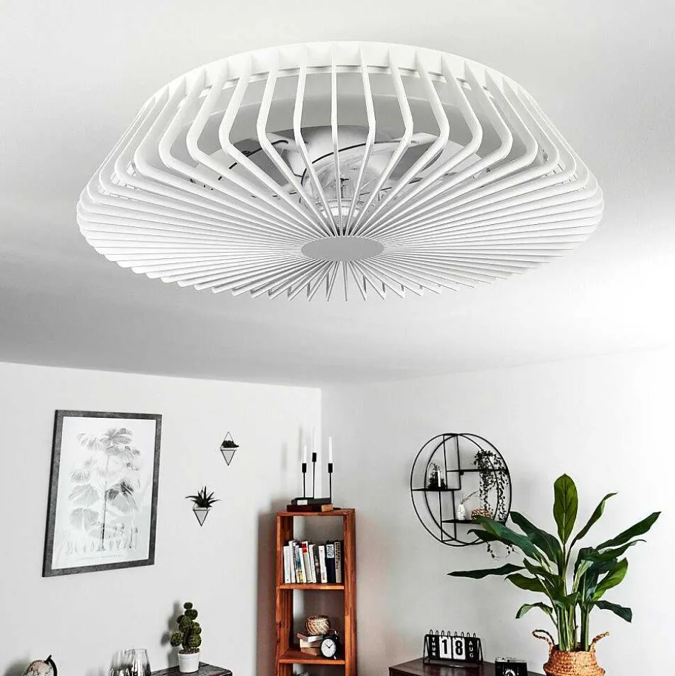 Ventilateur De Plafond Rivarotta Led Blanc, 1 Lumiere, Telecommandes