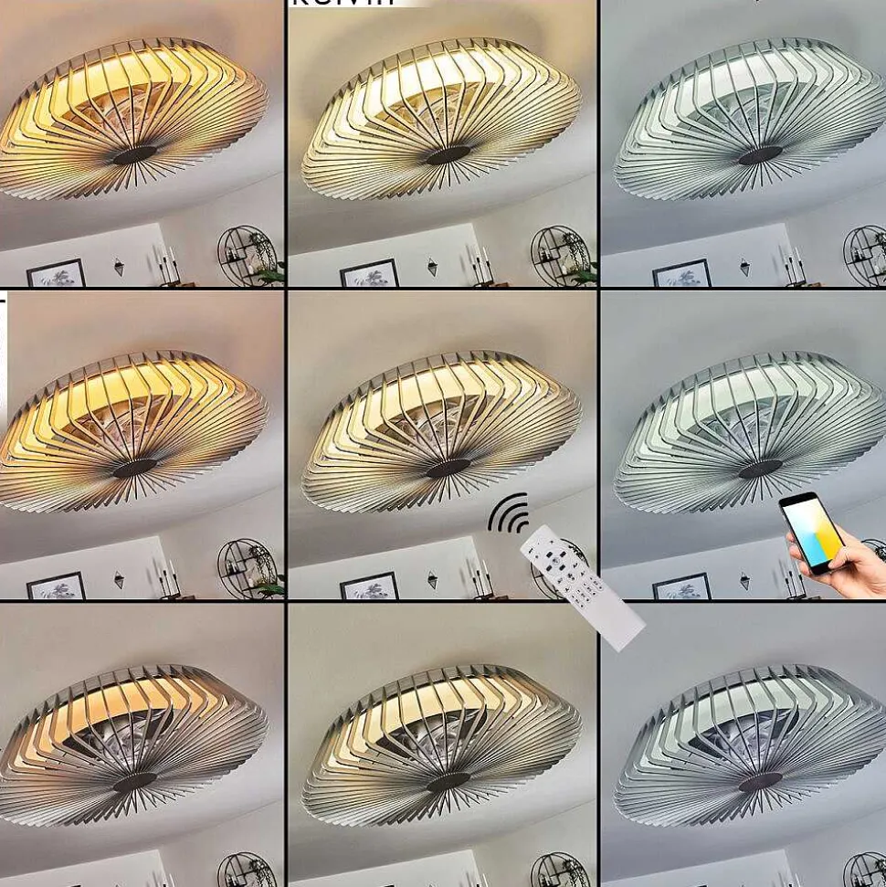 Ventilateur De Plafond Rivarotta Led Blanc, 1 Lumiere, Telecommandes