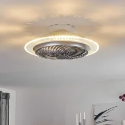 Ventilateur De Plafond Tamworth Led Argente, Transparent, 1 Lumiere, Telecommandes