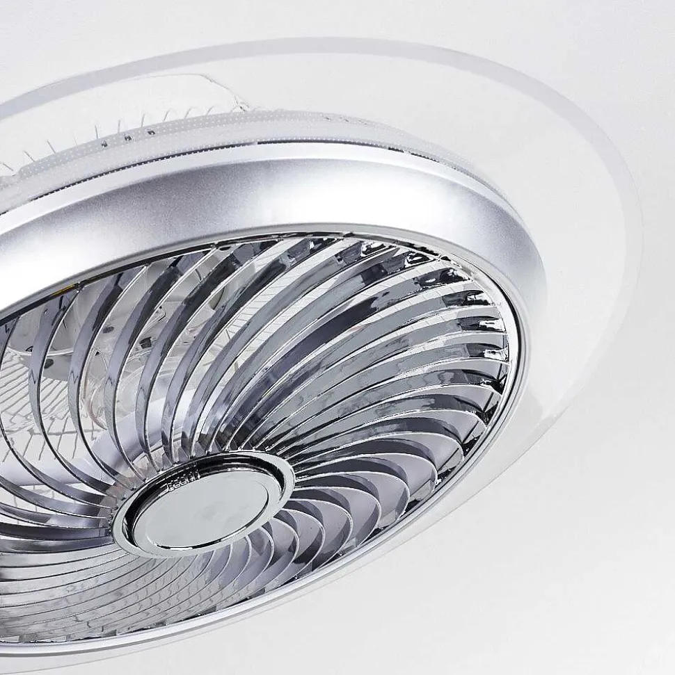 Ventilateur De Plafond Tamworth Led Argente, Transparent, 1 Lumiere, Telecommandes