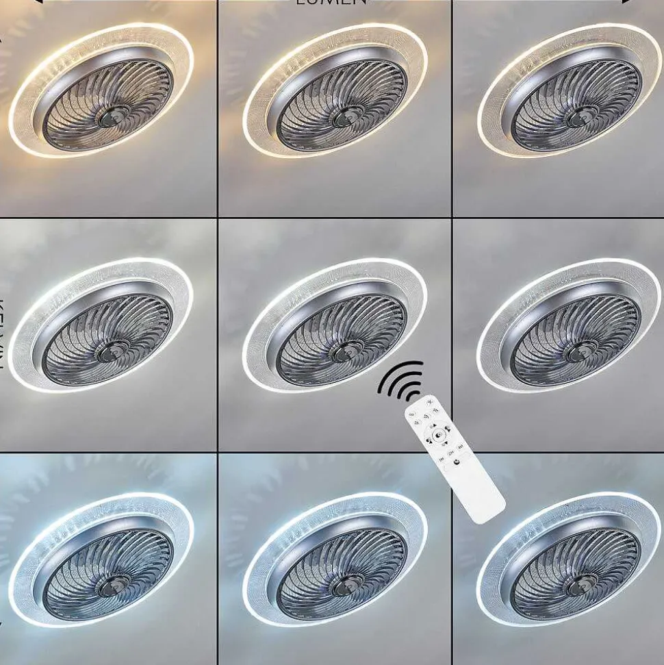 Ventilateur De Plafond Tamworth Led Argente, Transparent, 1 Lumiere, Telecommandes