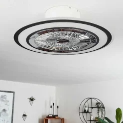 Ventilateur De Plafond Terradura Led Chrome, Noir, Blanc, 1 Lumiere, Telecommandes