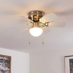 Ventilateur De Plafond Trillo Gris, Nickel Mat, Blanc, 1 Lumiere