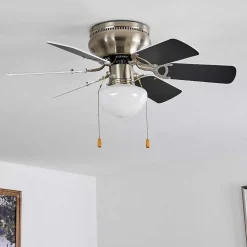 Ventilateur De Plafond Trillo Gris, Nickel Mat, Blanc, 1 Lumiere