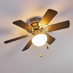 Ventilateur De Plafond Trillo Gris, Bois Clair, Nickel Mat, 1 Lumiere