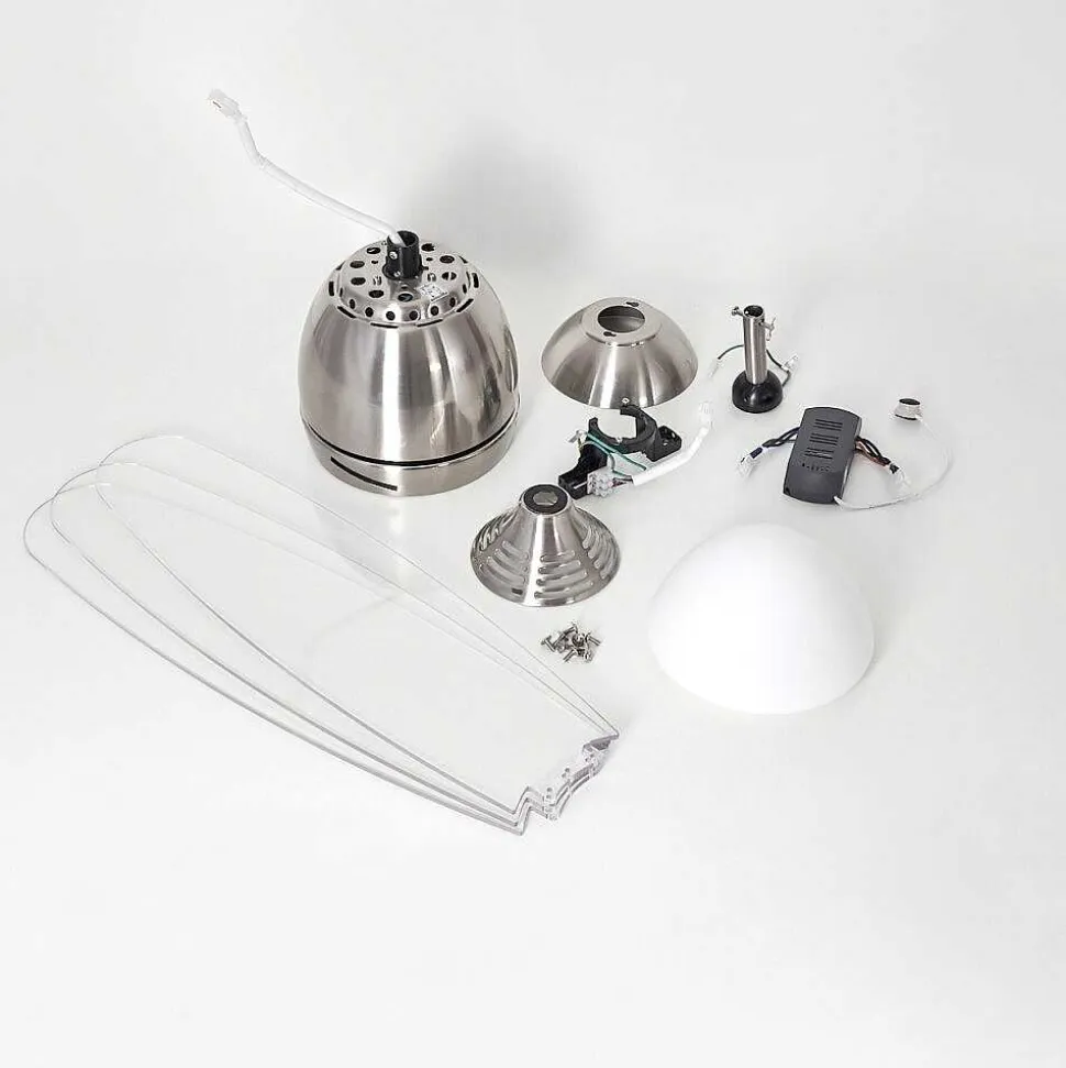 Ventilateur De Plafond Varazze Nickel Mat, Transparent, 1 Lumiere, Telecommandes
