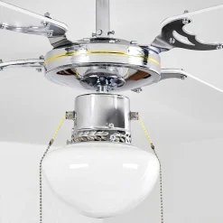 Ventilateur De Plafond Valletta Chrome, Noir, Blanc, 1 Lumiere