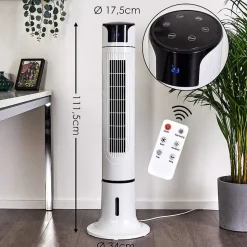Ventilateur Urbino Tower Noir, Blanc, Telecommandes