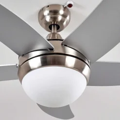 Ventilateurs De Plafond Morino Nickel Mat, Argente, 2 Lumieres, Telecommandes