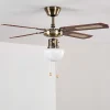 Ventilateurs De Plafond Morea Vieux Laiton, Bois Fonce, 1 Lumiere